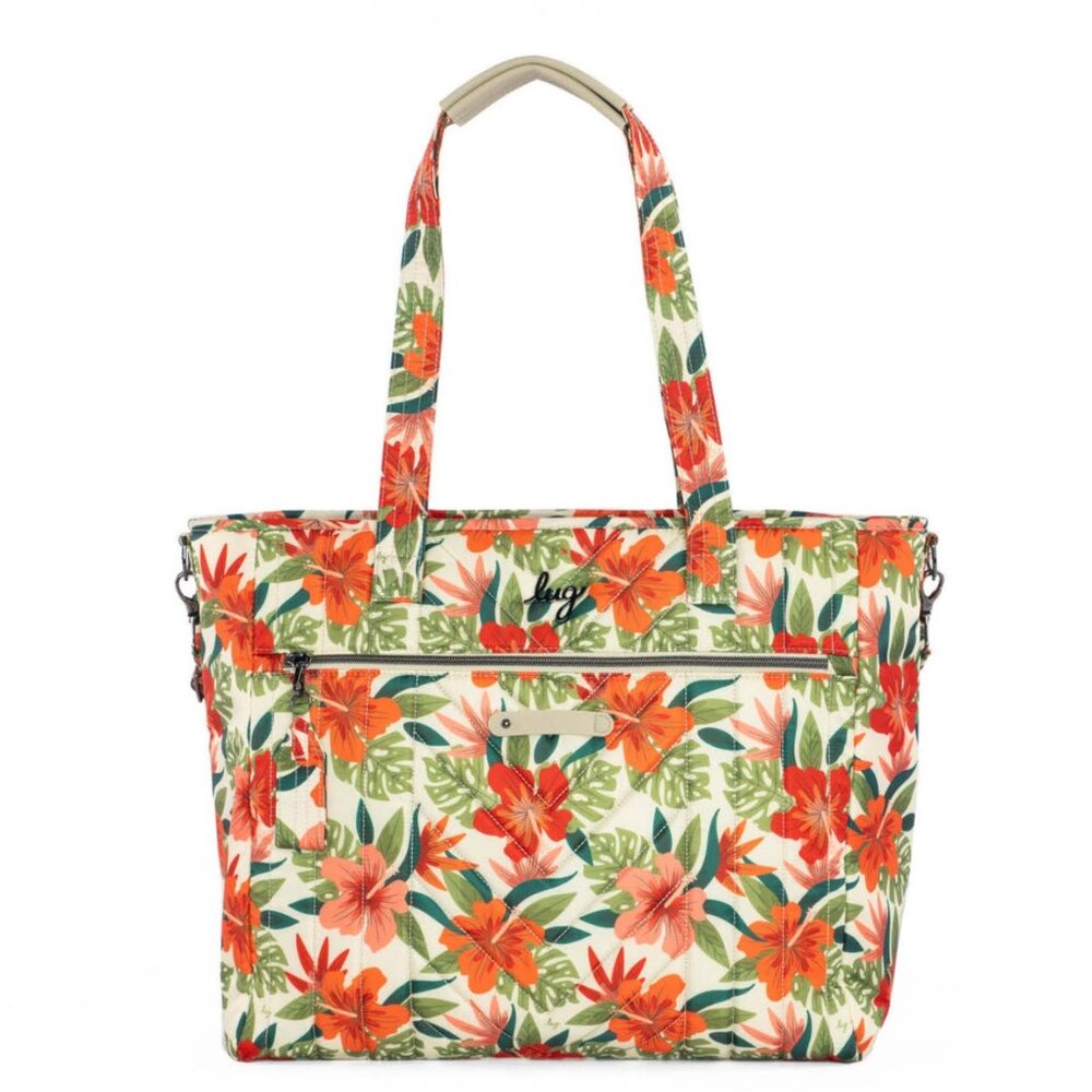Lug Paddle Carry-All Tote Lush Luau Hawaiian Tropical Hibiscus Print